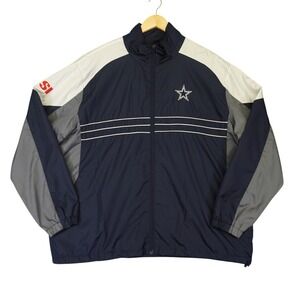 Reebok Dallas Cowboys Jacket Mens 2XL Navy Blue NFL Full Zip Windbreaker 90s